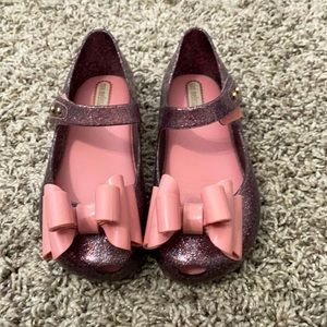 Mini Melissa ultra girl triple bow pink glitter